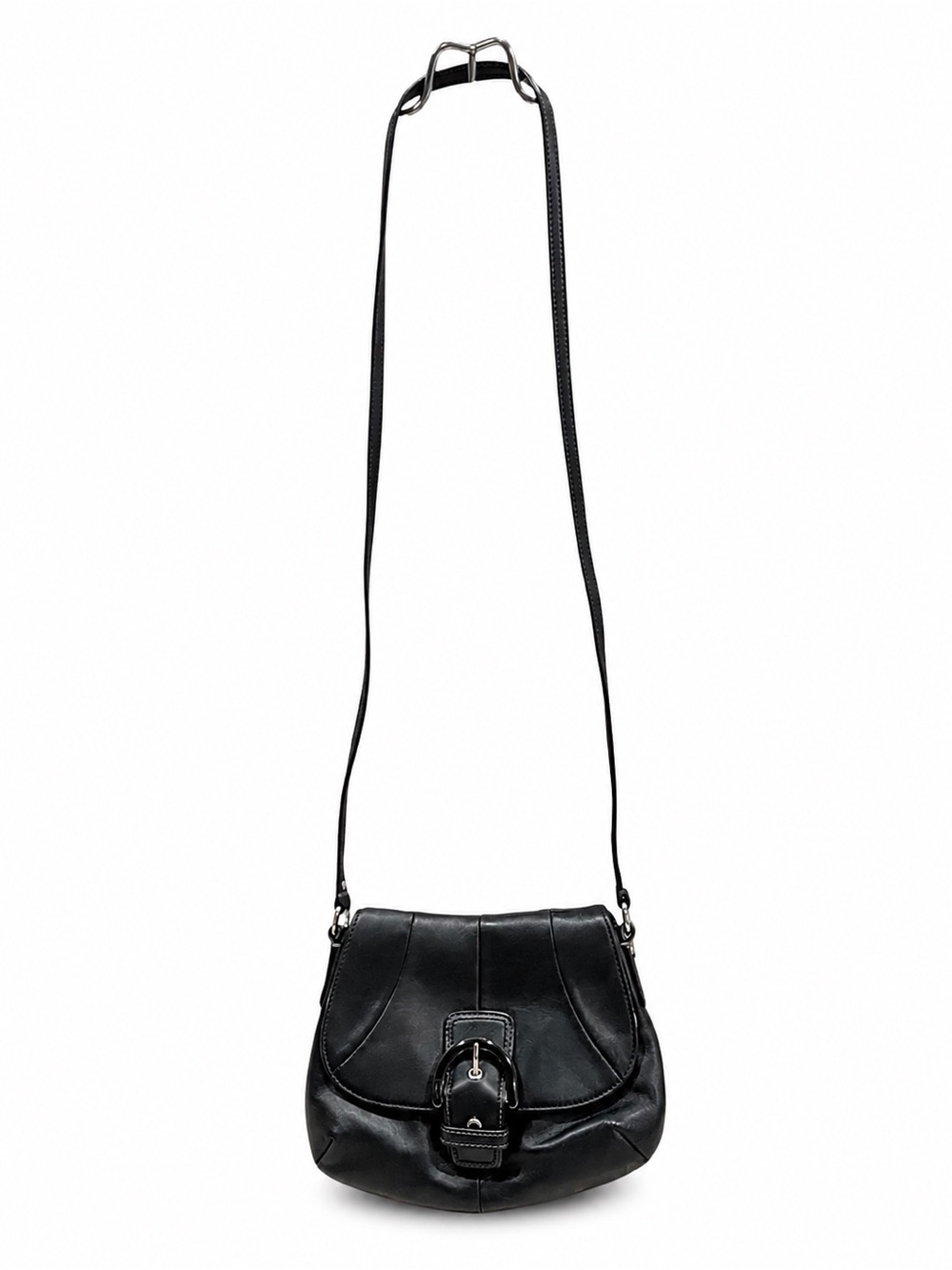 Coach Black Leather Crossbody Bag with‎ Buckle Detail